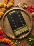 Black & Bottle Green 1000 butta Kanchi Soft Silk Saree