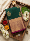 Bottle Green Bridal Semi Silk Saree